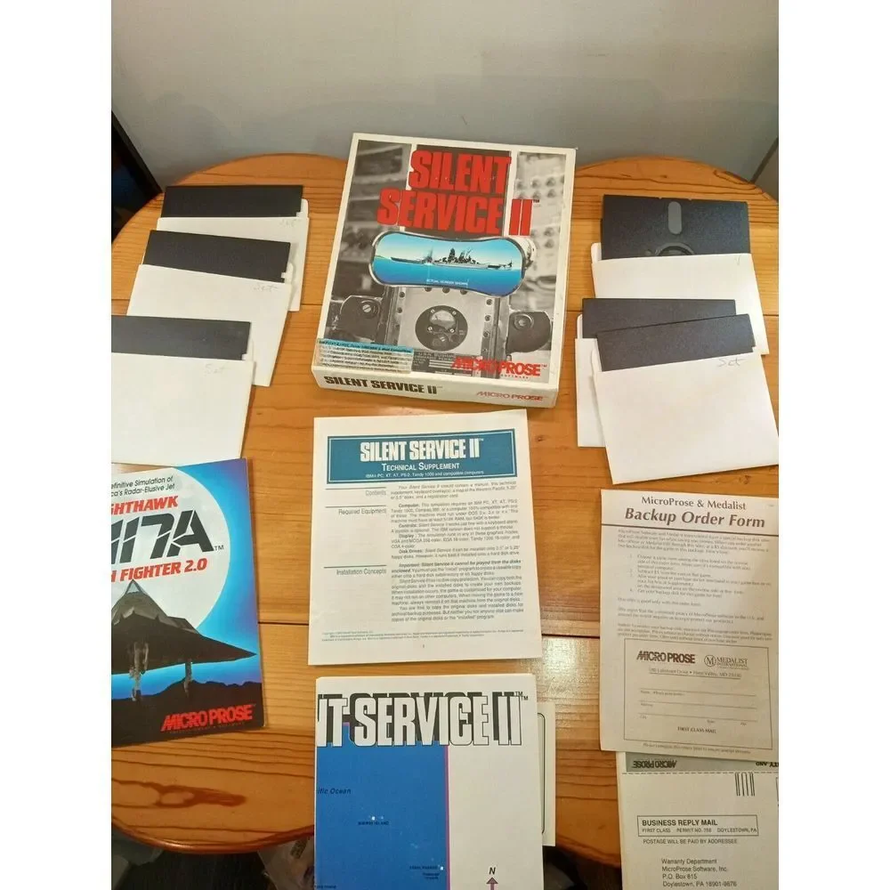 Vintage 1990 Silent Service II PC Game‎ Micro Prose IBM 3.5